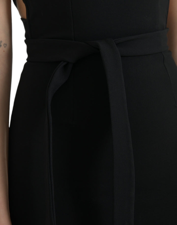 Elegant black sheath dress midi dress