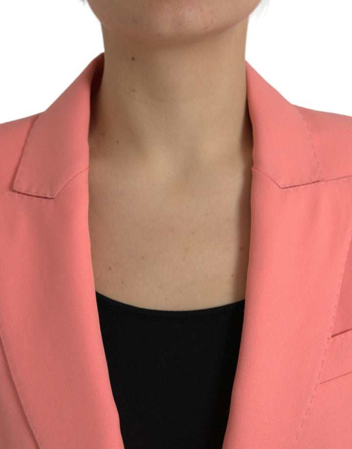 Einreihige Blazerjacke aus rosa Polyester