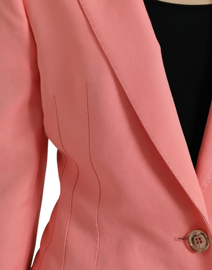 Einreihige Blazerjacke aus rosa Polyester