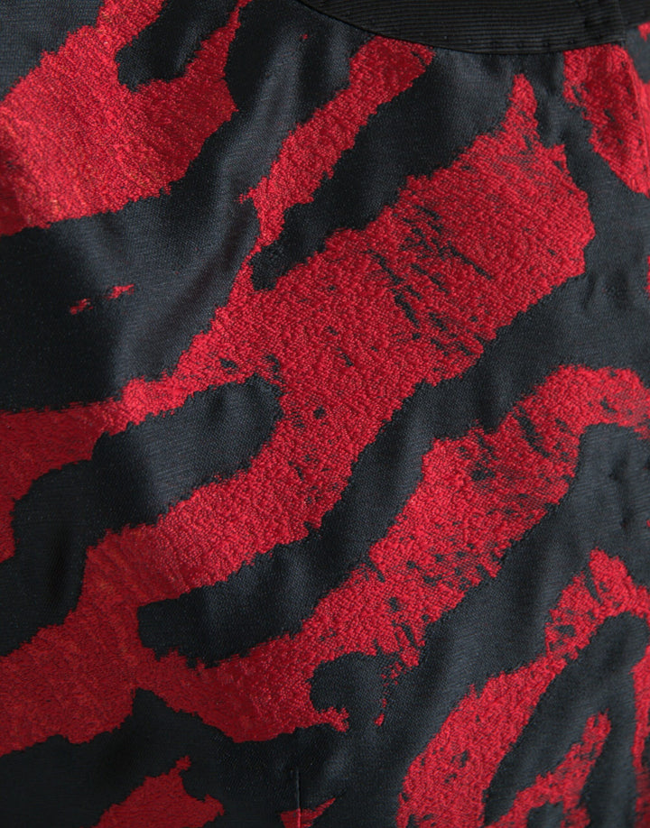 Schwarz Rot Gemusterter Kurzmantel Jacke