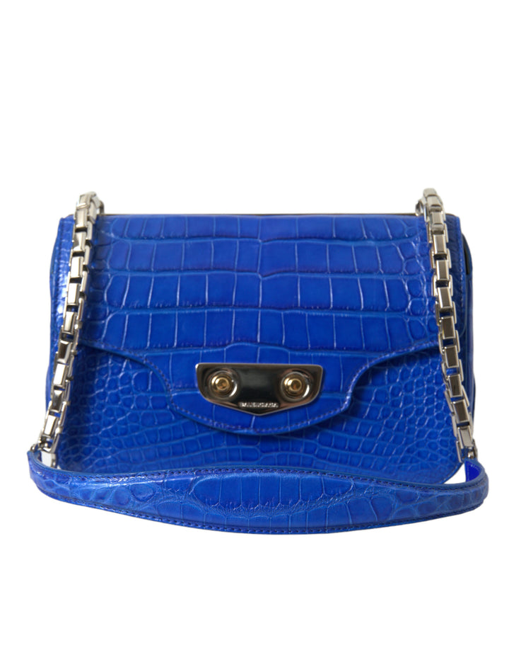 Blaue Exotische Leder Neo Klassische Geldbörse Umhängetasche Handtasche