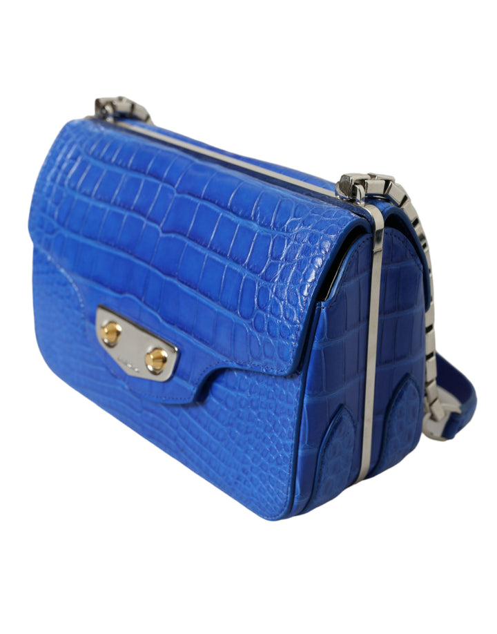 Blaue Exotische Leder Neo Klassische Geldbörse Umhängetasche Handtasche