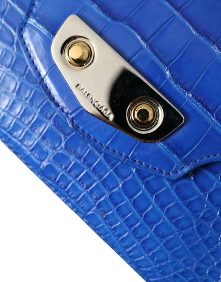 Blaue Exotische Leder Neo Klassische Geldbörse Umhängetasche Handtasche