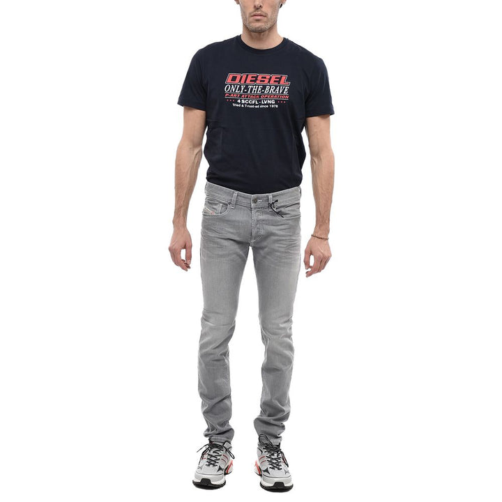 Graue Baumwoll-Skinny-Jeans für Männer