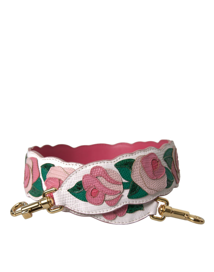 White floral leather accessory shoulder strap