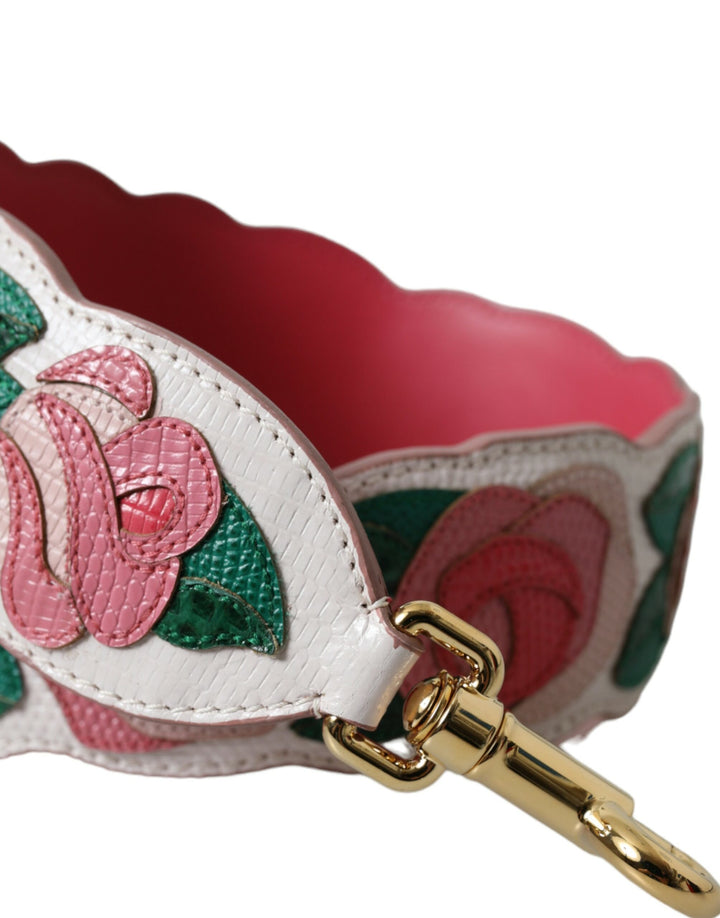 White floral leather accessory shoulder strap