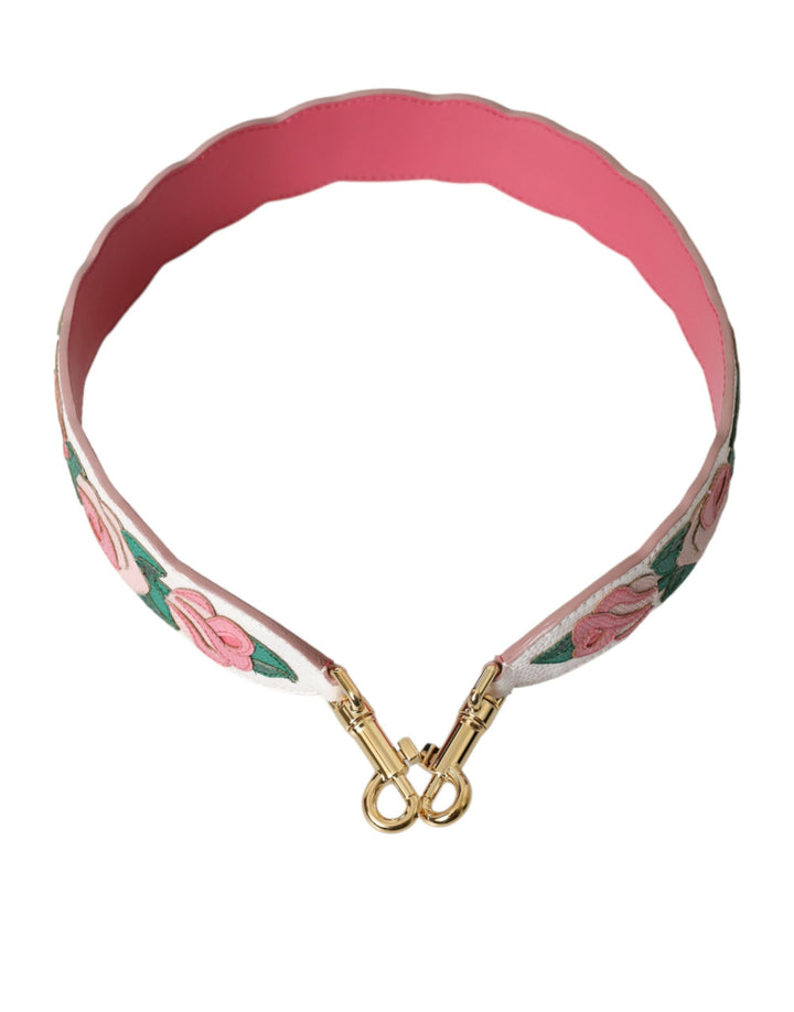 White floral leather accessory shoulder strap