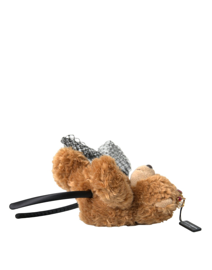 Brauner Teddybär Gold Kristallkrone Haarband Diadem