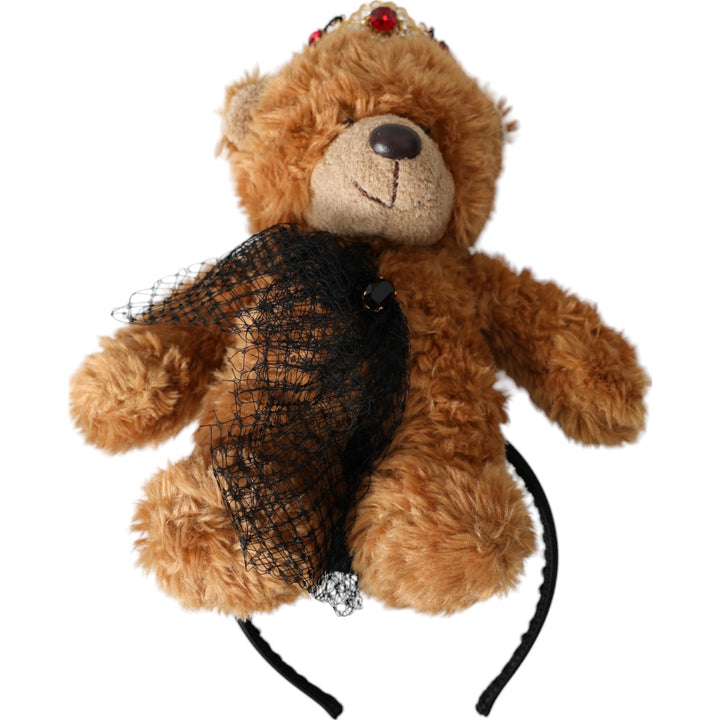 Brauner Teddybär Gold Kristallkrone Haarband Diadem