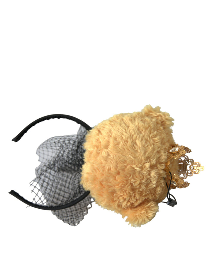 Brauner Teddybär Gold Kristallkrone Haarband Diadem