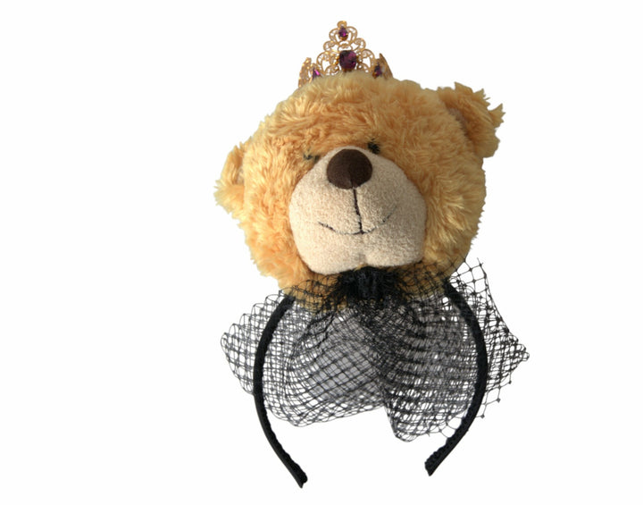 Brauner Teddybär Gold Kristallkrone Haarband Diadem