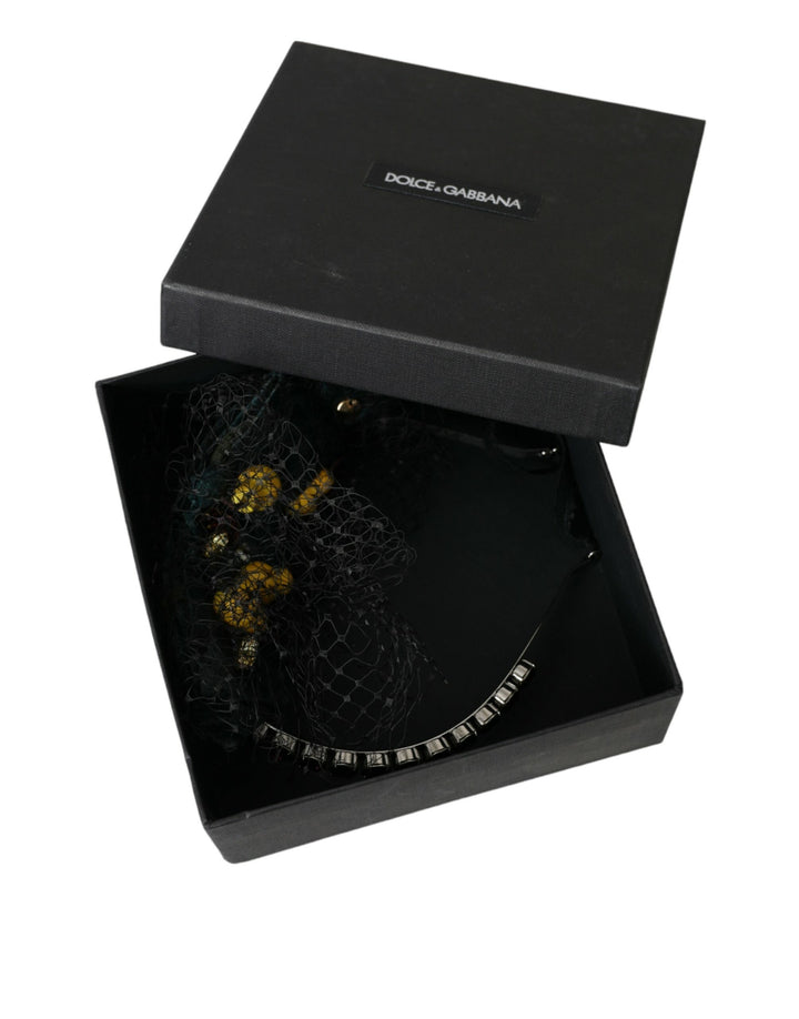 Schwarze Zitronen Sizilien Lila Kristallnetz Stirnband Diadem