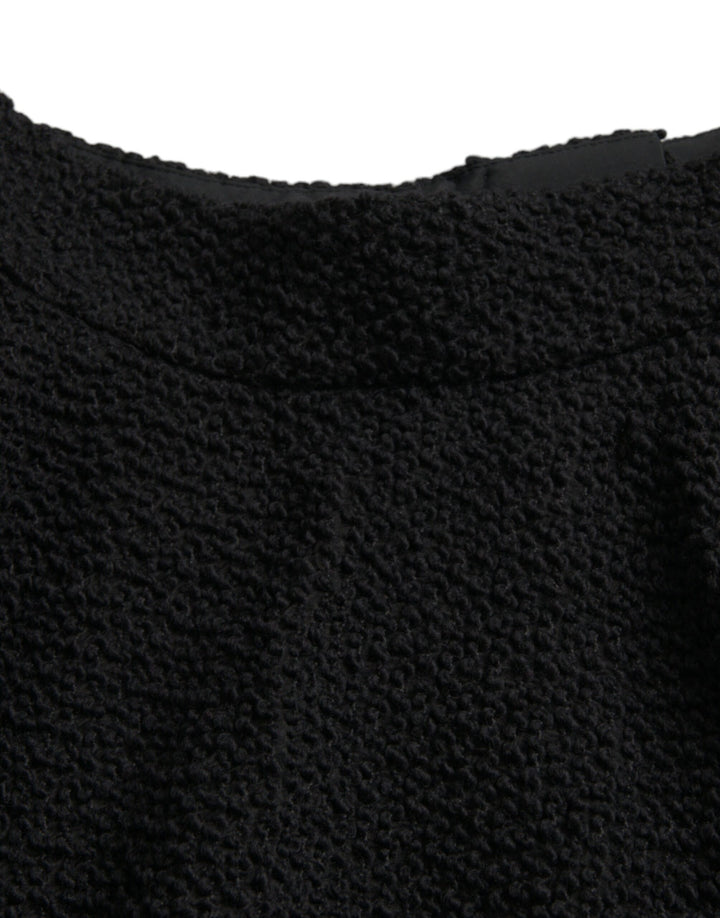 Black high-waisted knee-length A-line skirt