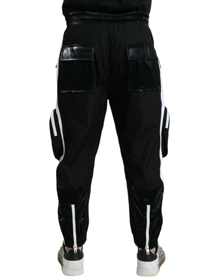 Schwarze Nylon Cargo Jogger Männer Sweatpants Hosen
