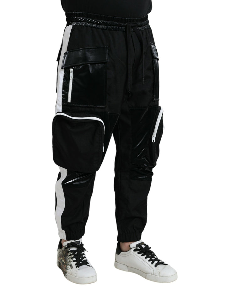 Schwarze Nylon Cargo Jogger Männer Sweatpants Hosen
