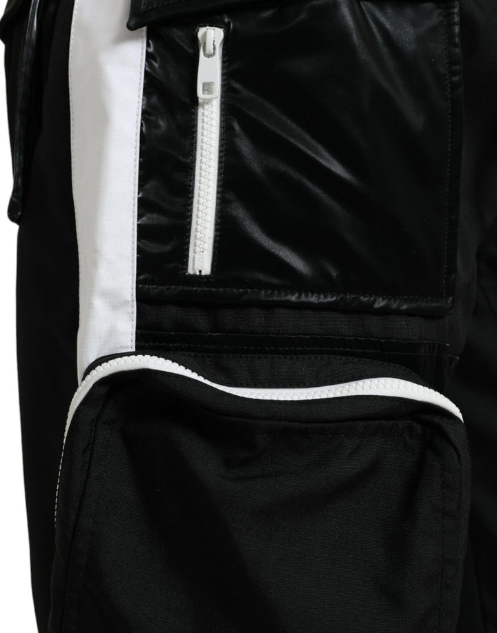 Schwarze Nylon Cargo Jogger Männer Sweatpants Hosen