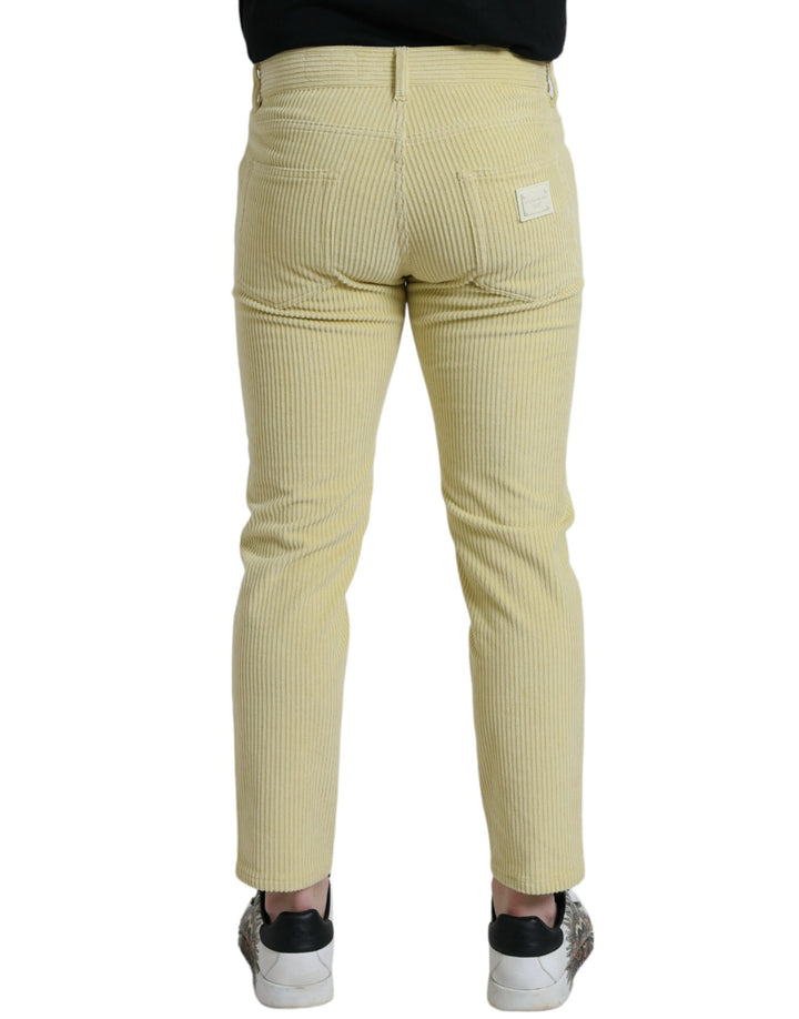 Yellow corduroy logo badge skinny denim jeans