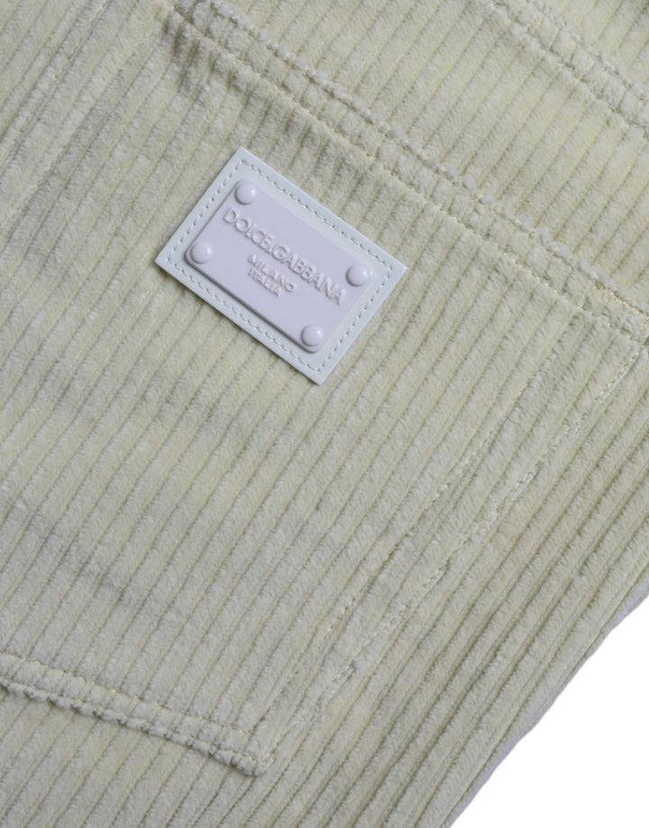 Yellow corduroy logo badge skinny denim jeans