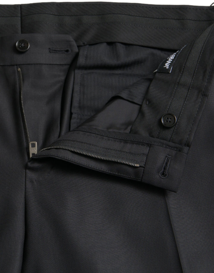 Schwarze Skinny-Kleid-Hose aus Wolle und Seide
