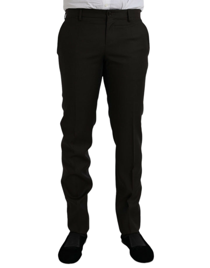 Dunkelbraune Wolle Slim Fit Formal Hose