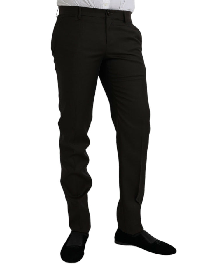 Dunkelbraune Wolle Slim Fit Formal Hose