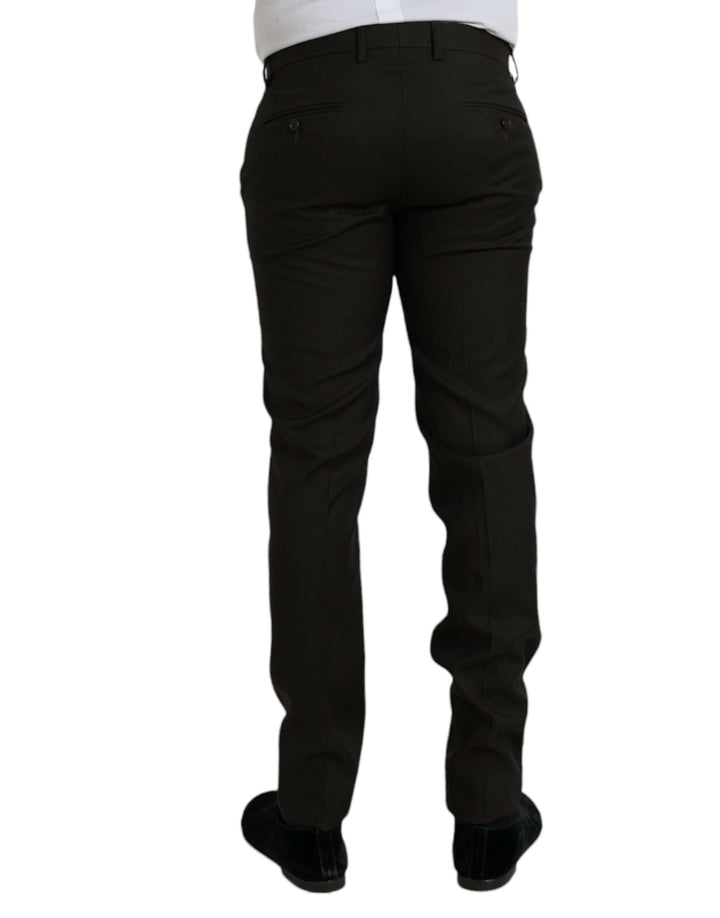 Dunkelbraune Wolle Slim Fit Formal Hose