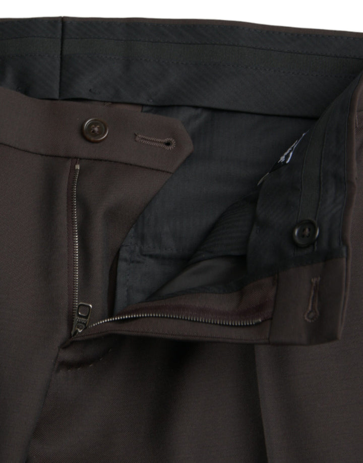 Dunkelbraune Wolle Slim Fit Formal Hose