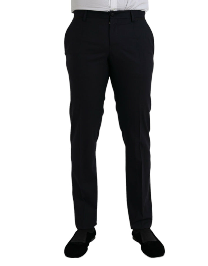 Dunkelblaue Wolle Slim Fit Formal Hose