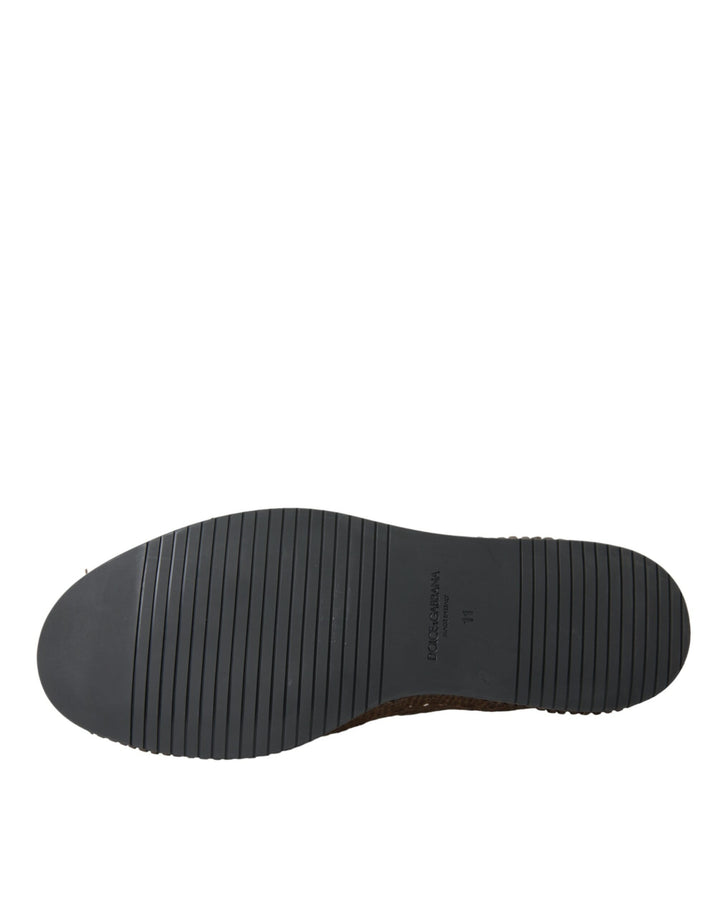 Braun gewebtes Leder Loafers Freizeitschuhe