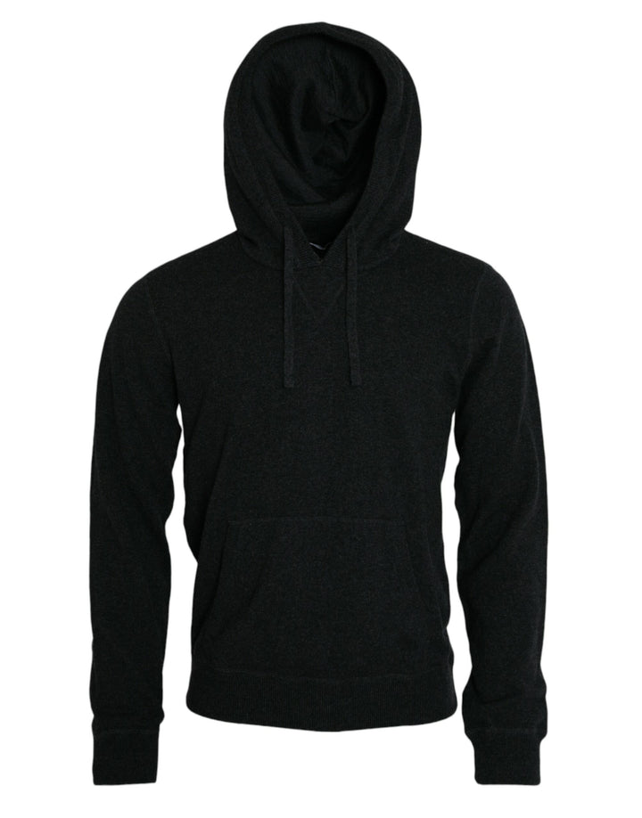 Dunkelgrauer Kaschmirpullover mit Kapuze