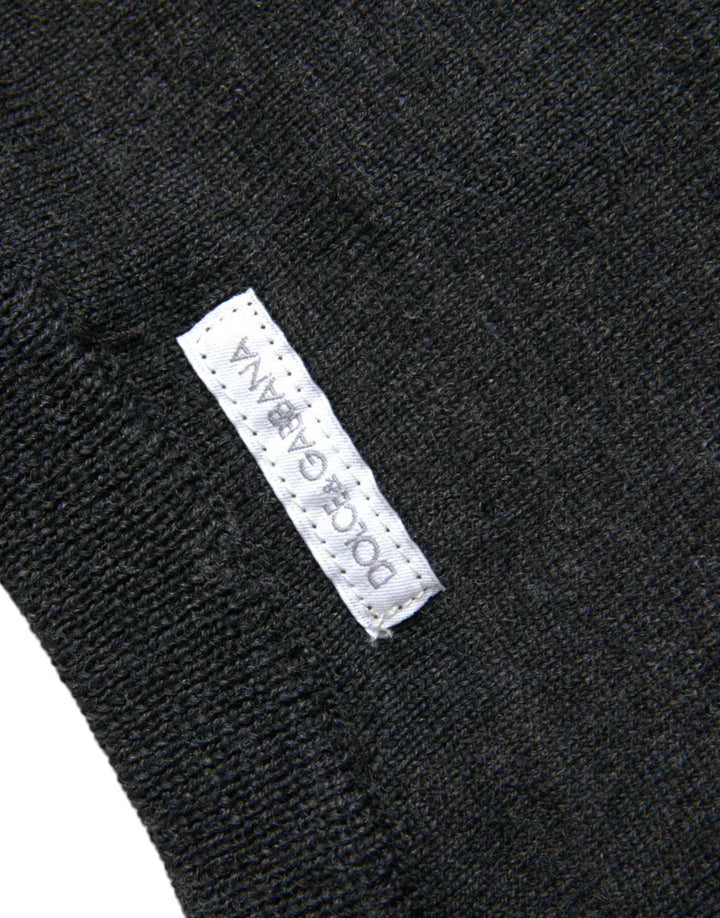 Dunkelgrauer Pullover mit Rundhalsausschnitt aus Wolle