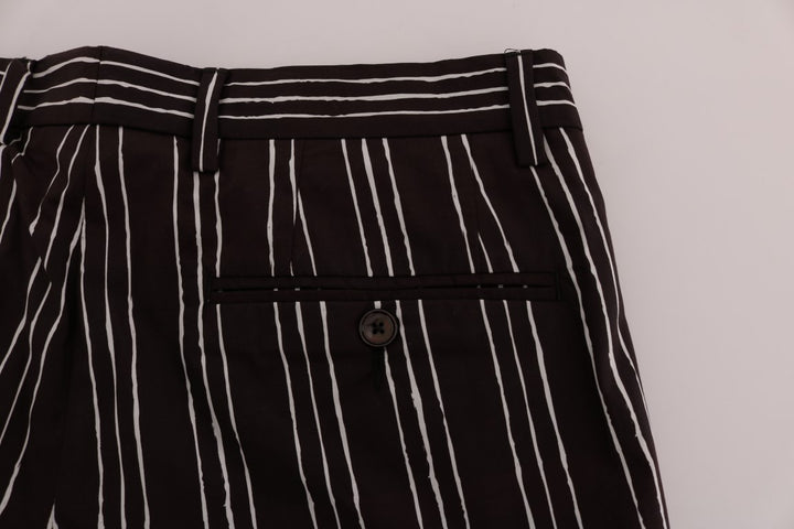 Bordeaux-Weiß gestreifte Hanf Casual Shorts