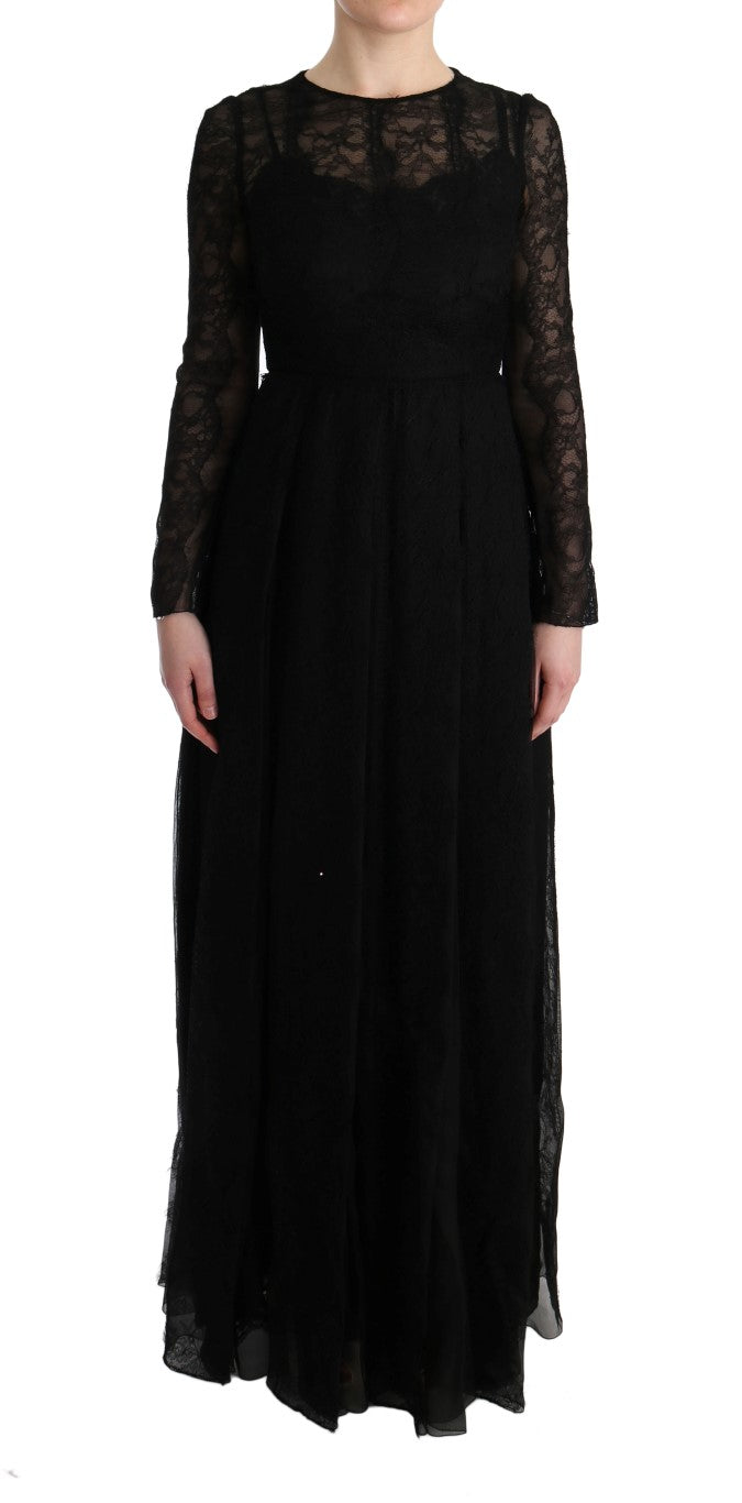 Elegant black sheath dress with long sleeves