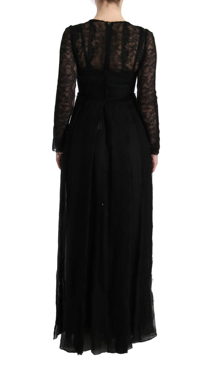 Elegant black sheath dress with long sleeves