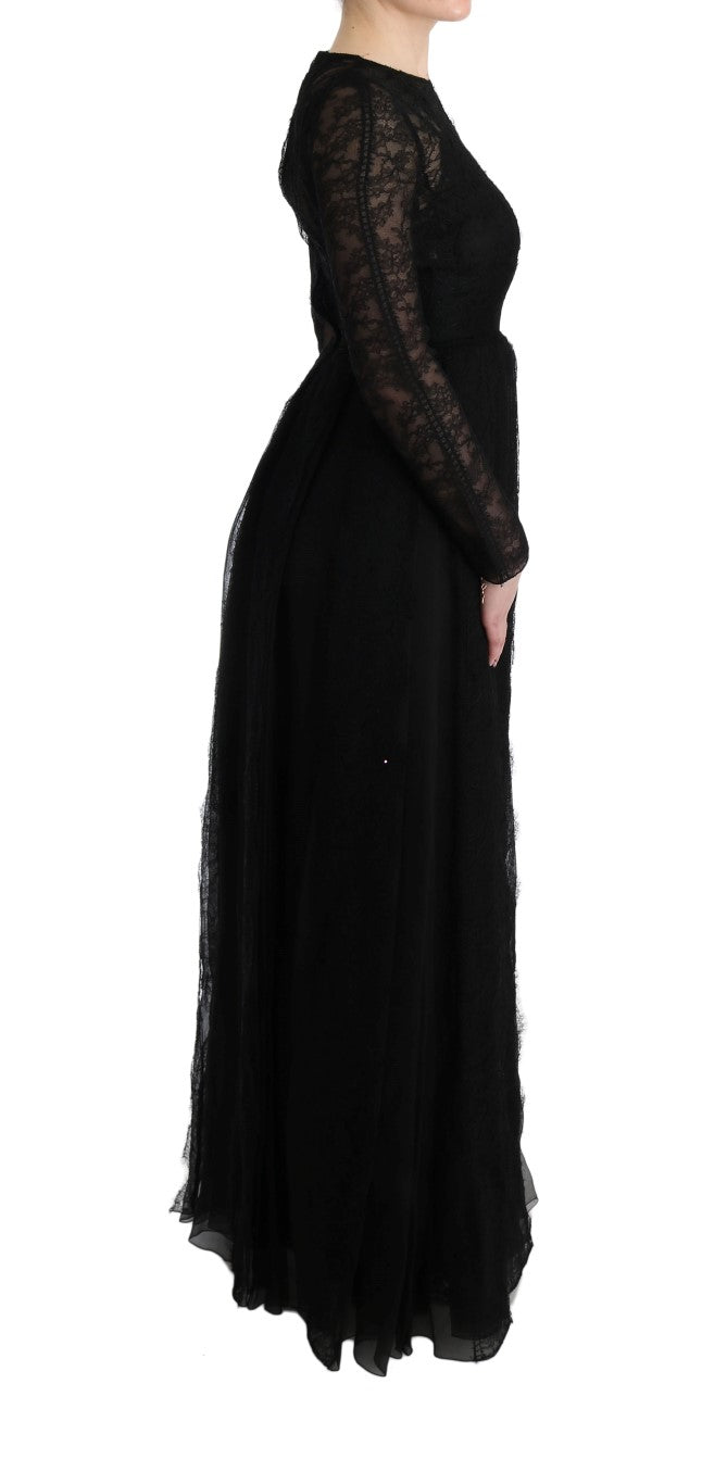 Elegant black sheath dress with long sleeves