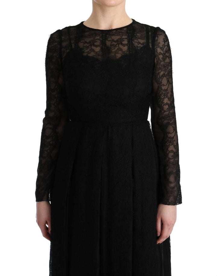 Elegant black sheath dress with long sleeves