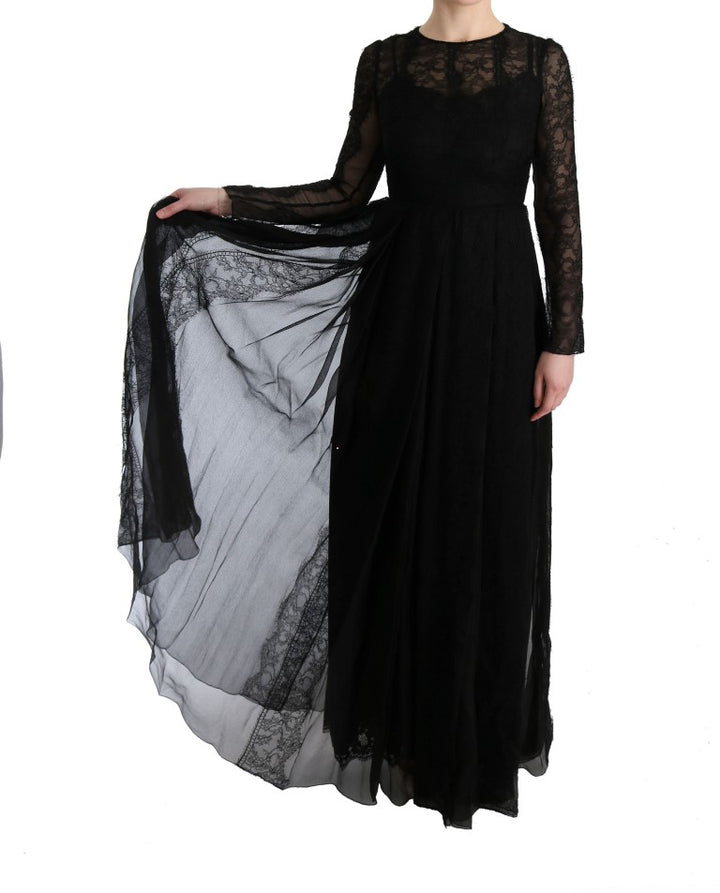 Elegant black sheath dress with long sleeves