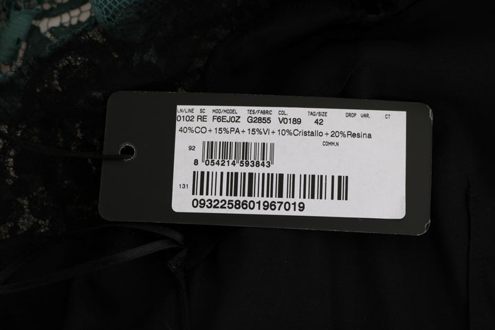 Grünes geblümtes Crystal Ricamo Etuikleid