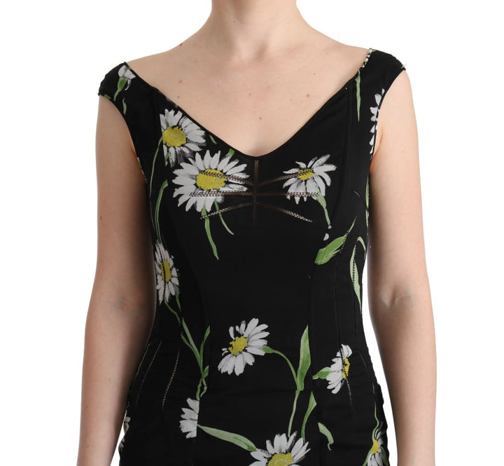 Sonnenblume Seidenstretch-Etuikleid