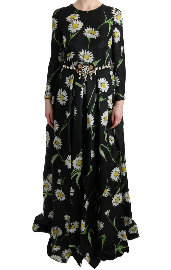 Elegant sunflower maxi dress with crystals