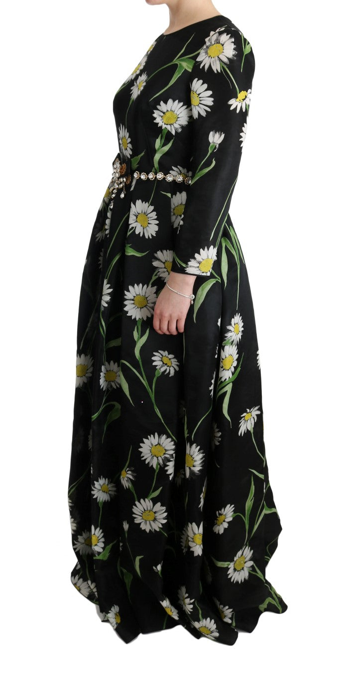 Elegant sunflower maxi dress with crystals