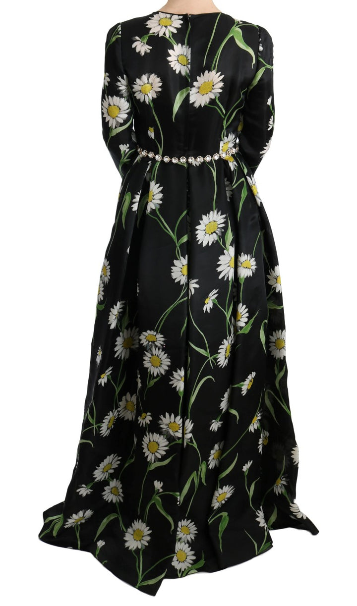 Elegant sunflower maxi dress with crystals