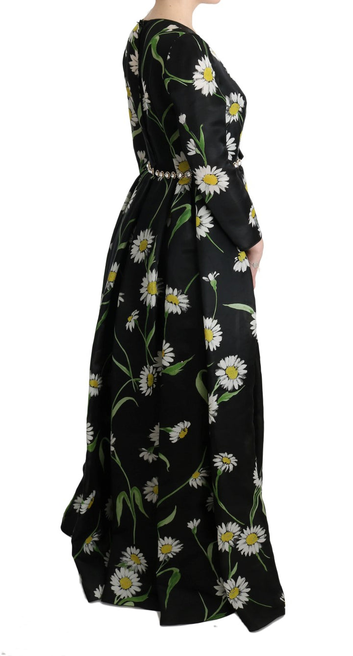 Elegant sunflower maxi dress with crystals