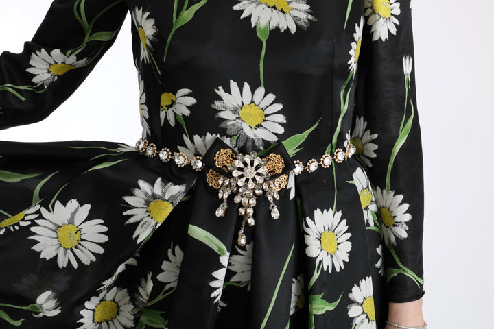 Elegant sunflower maxi dress with crystals