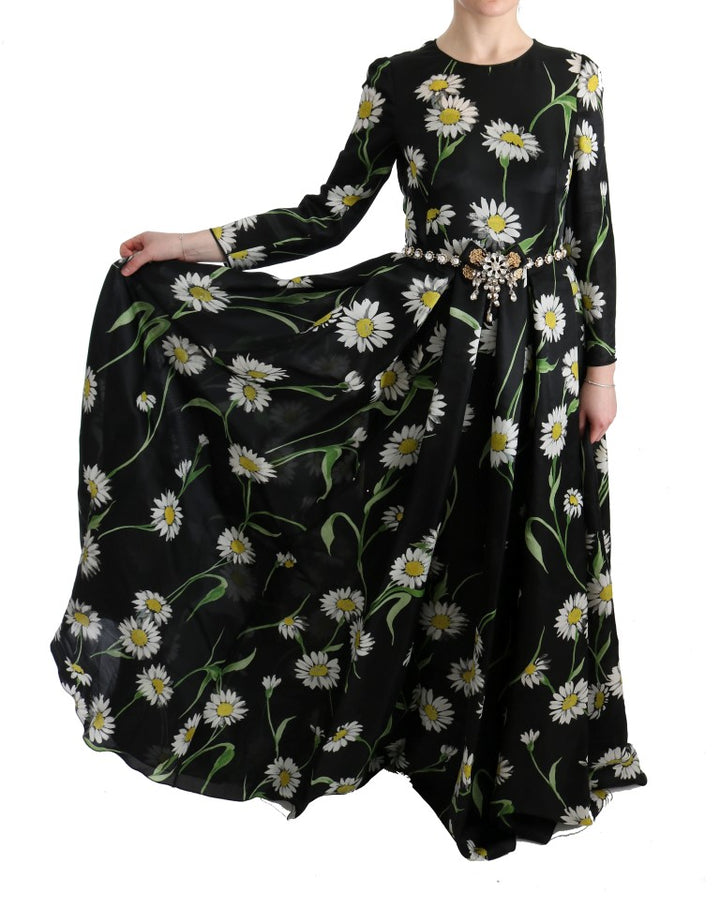 Elegant sunflower maxi dress with crystals