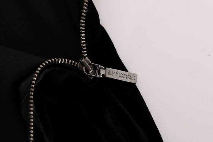 Schwarze Slim Fit-Hose aus Samt