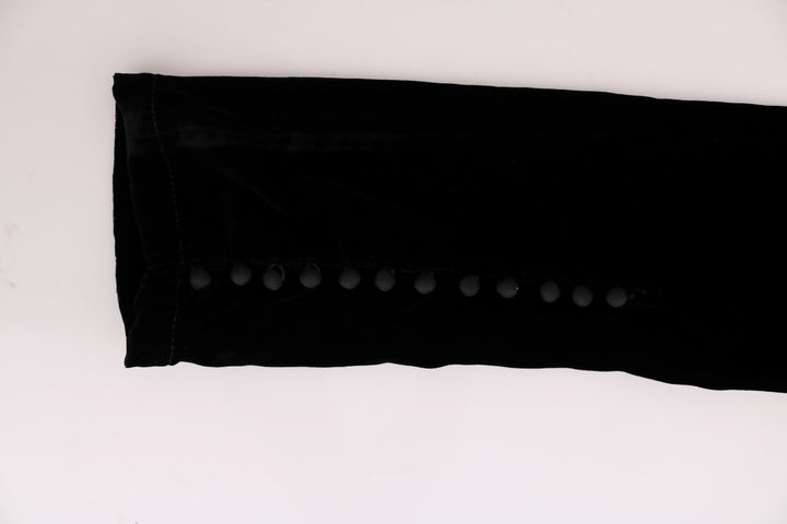 Schwarze Slim Fit-Hose aus Samt