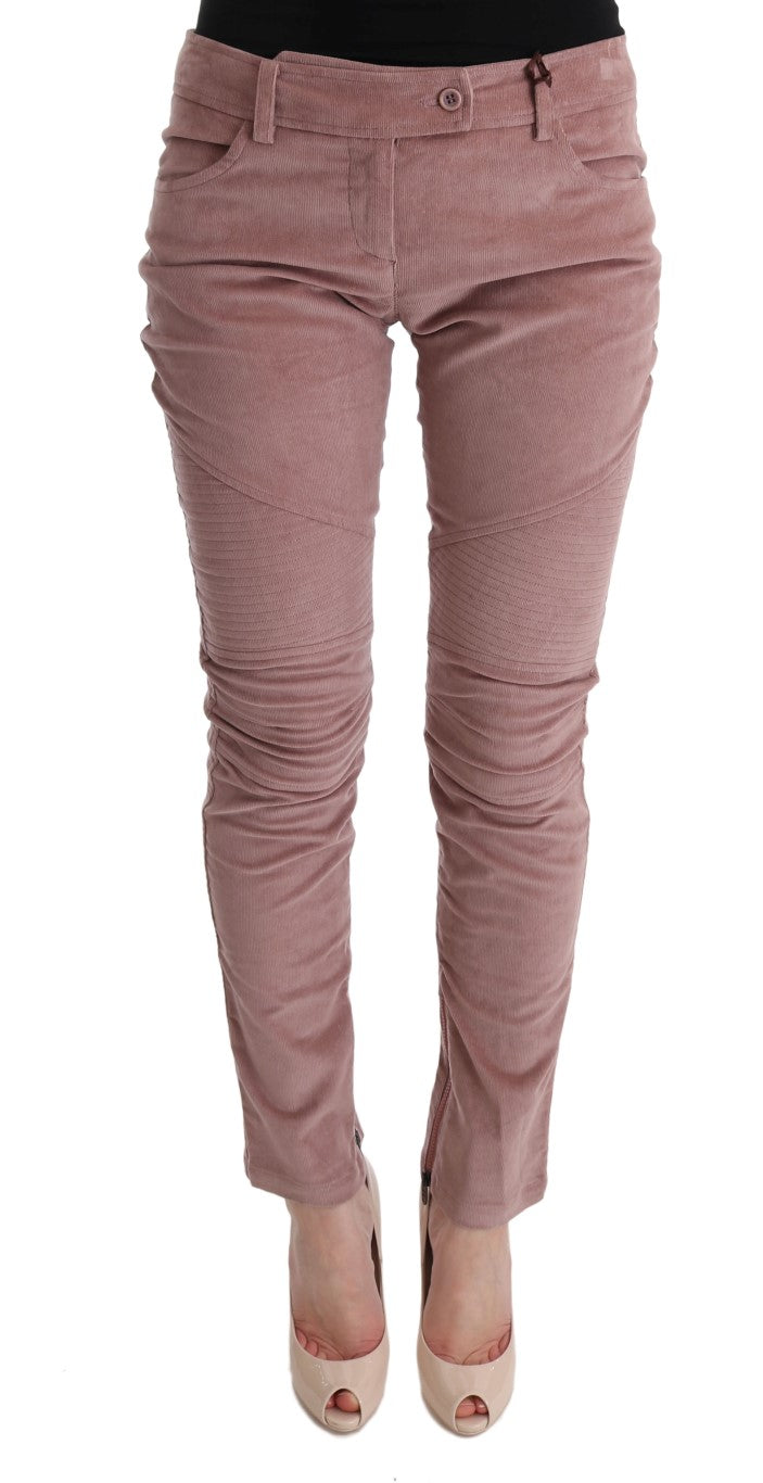 Gekürzte Freizeithose aus rosa Samt