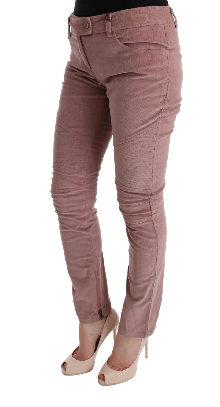 Gekürzte Freizeithose aus rosa Samt