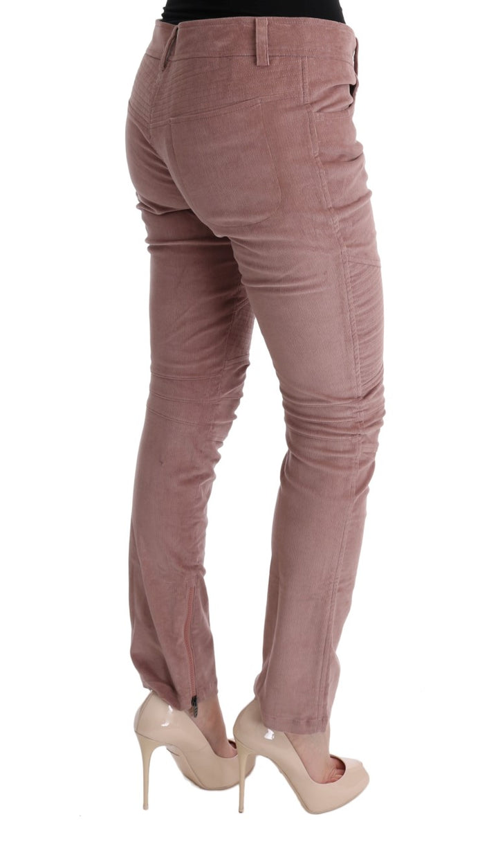 Gekürzte Freizeithose aus rosa Samt
